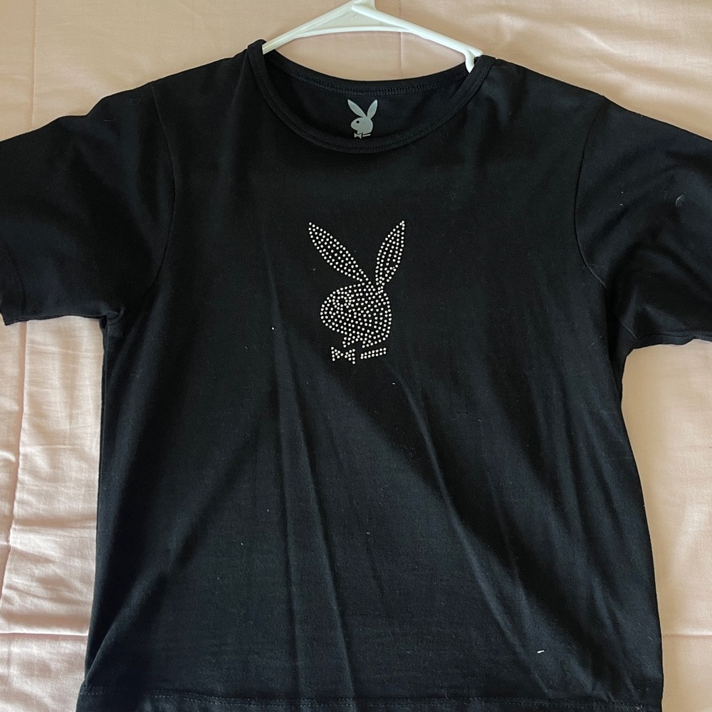 PLAYBOY Black Tee with Silver Logo